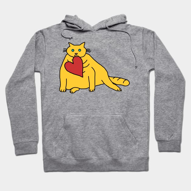 Chonk Cat with Love Heart on Valentines Day Hoodie by ellenhenryart